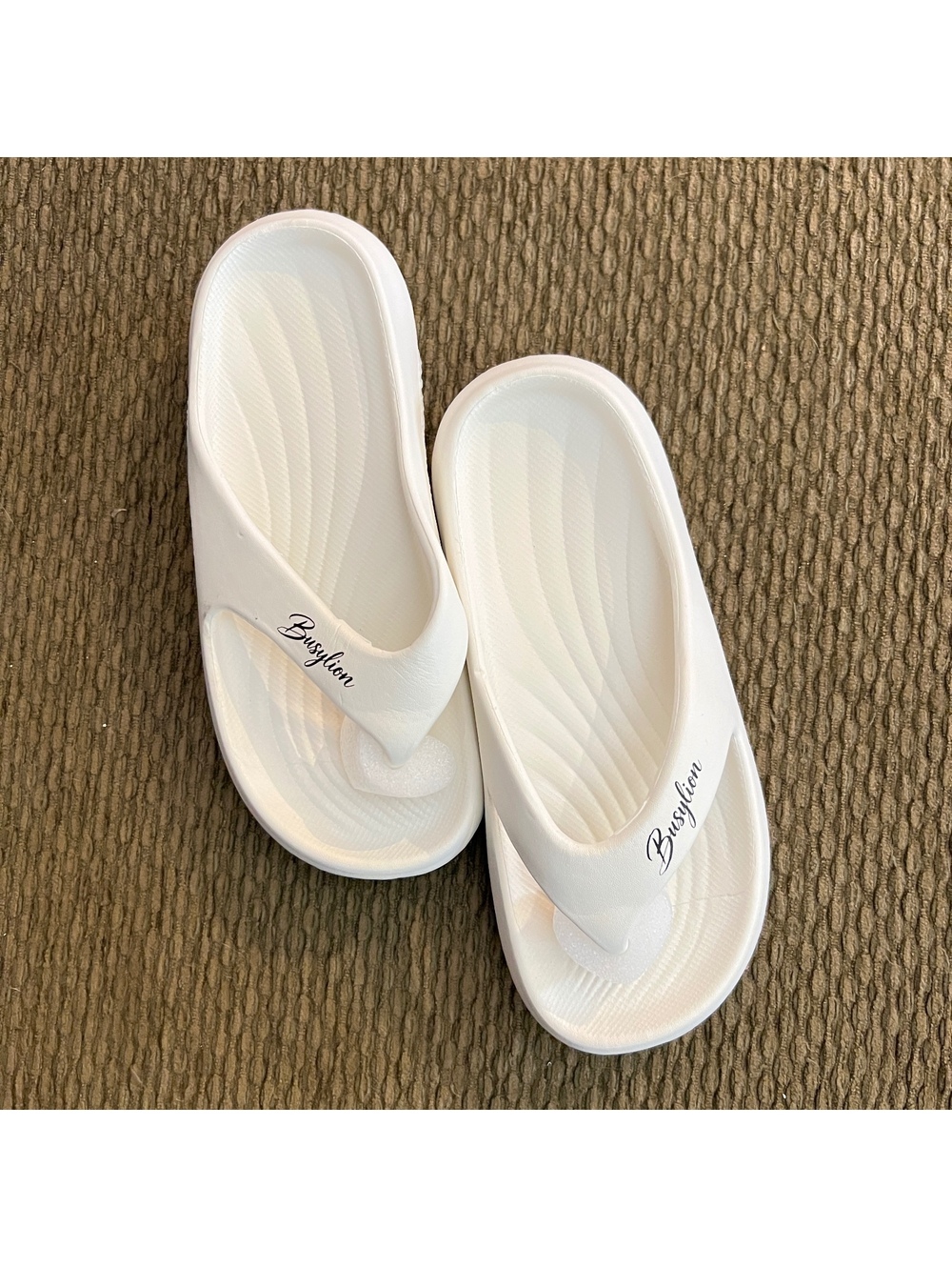 Busylon White Comfortable Foam Flip Flop Sandals